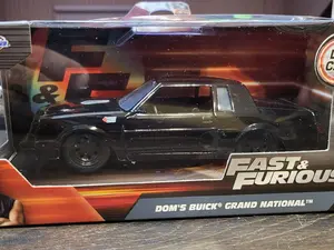 JADA 1/32 Scale DOMS Buick Grand National Collectible Model Car, Fast and Furious Themed Black Toy Vehicle for Collectors, Collectibles