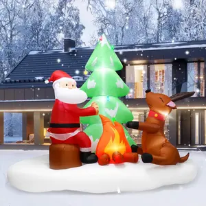 8FT Inflatable Christmas Tree Santa Claus Deer Lighted Decoration,Christmas Blow up Decor for Outdoor Indoor,Christmas Tree Christmas Deer Santa with LED Lights, Suitable for Lawn Yard Garden Porch
