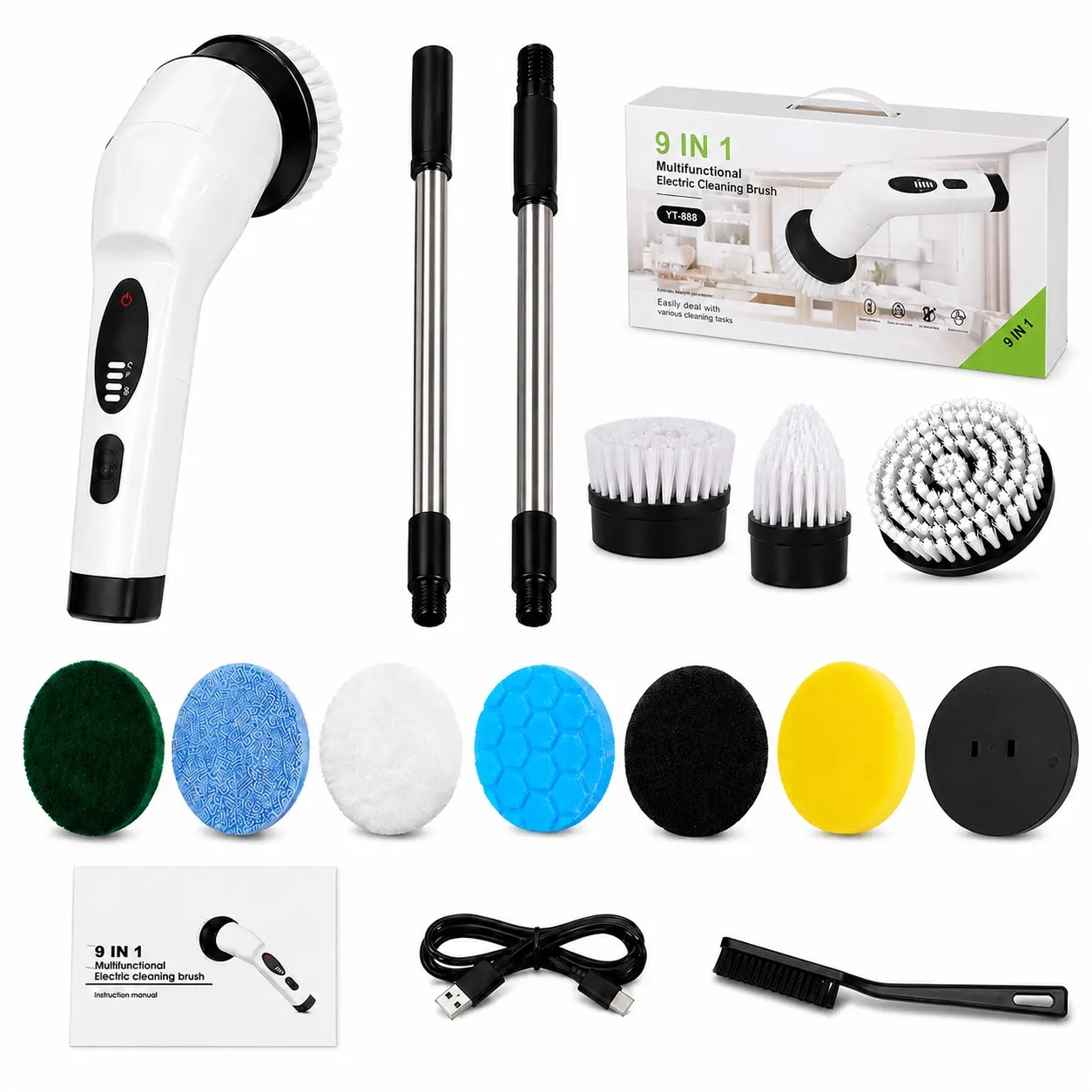 Electric Spin Scrubber 9-in-1 Cordless Cleaning Brush – IP64 Waterproof Electric Spin Scrubber 9-in-1 Cordless Cleaning Brush – IP64 Waterproof