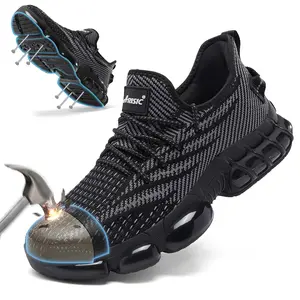 Steel Toe Work Shoes for Men – Puncture-Resistant Safety Sneakers for Construction & Warehouse Jobs – Breathable Knit Upper & Reinforced Steel Toe Cap for Maximum Protection