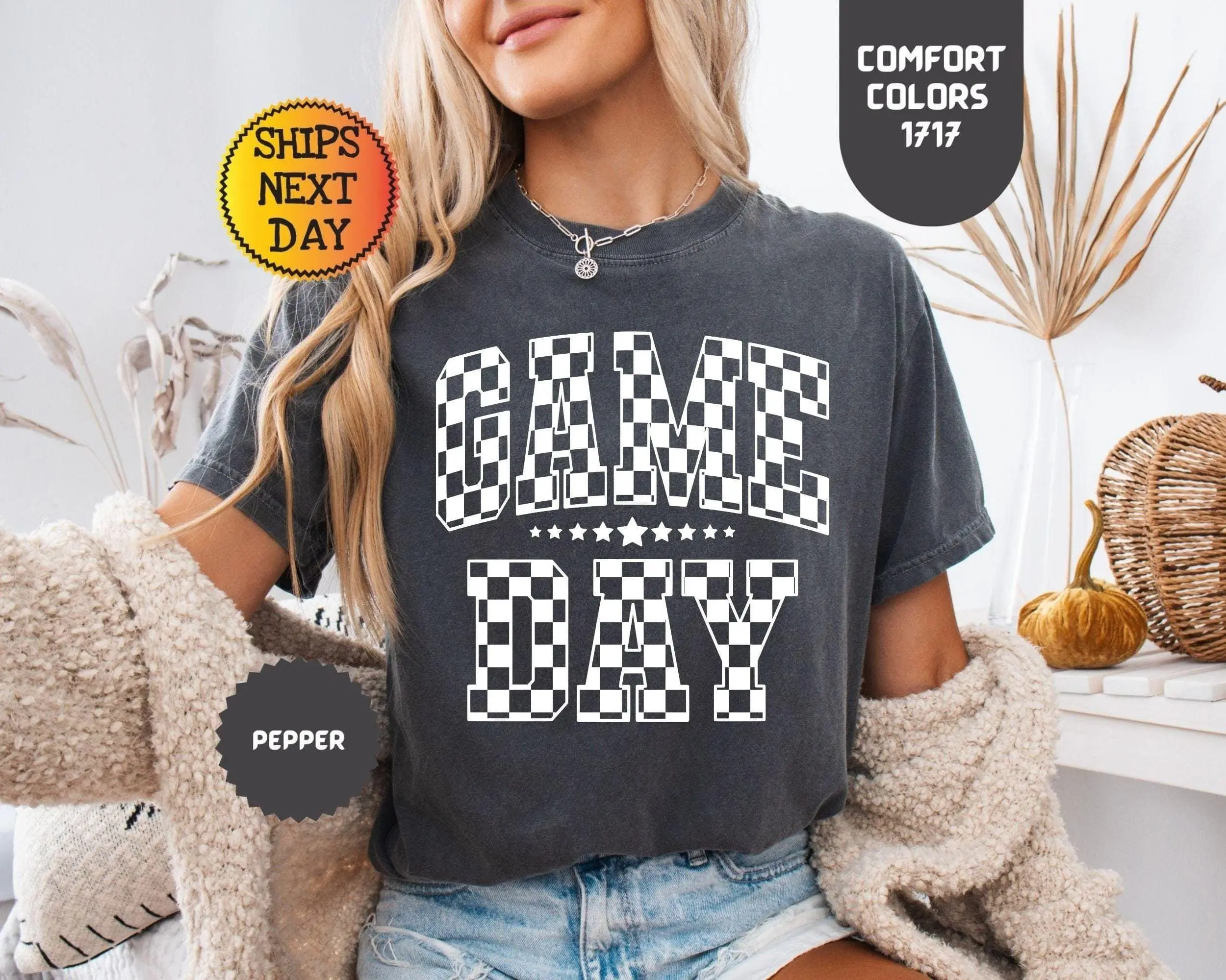 Comfort Colors Checkered Game Day Shirt: Sports Mom Tee