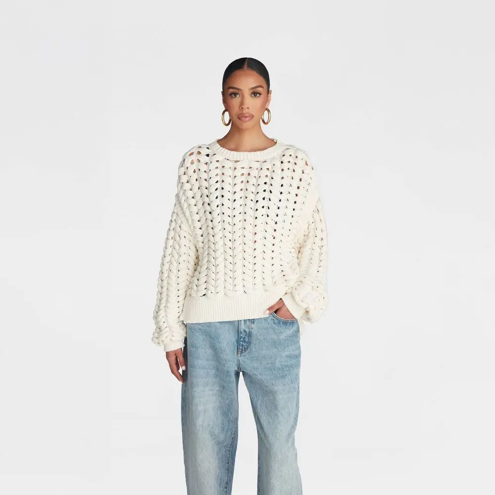 KBB by KAHLANA Women's Pullover Sweater 'The Chunky Knit Crew'