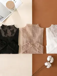 Women's 3pcs Long Sleeve Mesh Inner Layer , Sexy Sheer Design, Lace Base Layer