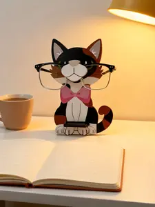 Cartoon Style Eyeglass Holder Stand, Eco-Friendly Wooden Cat Design, Perfect Gift for Easter, Father's Day, Mother's Day, Birthday