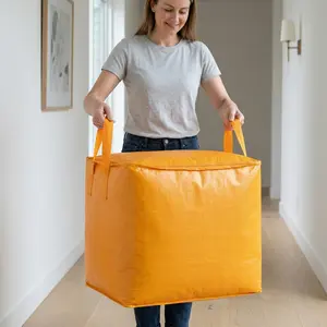240L/400L Heavy Duty Storage Bag Waterproof & Abrasion-Resistant Material Versatile Utility Tote for Travel, Moving & Home Available in Trendy Bright Orange & Neutral Tones