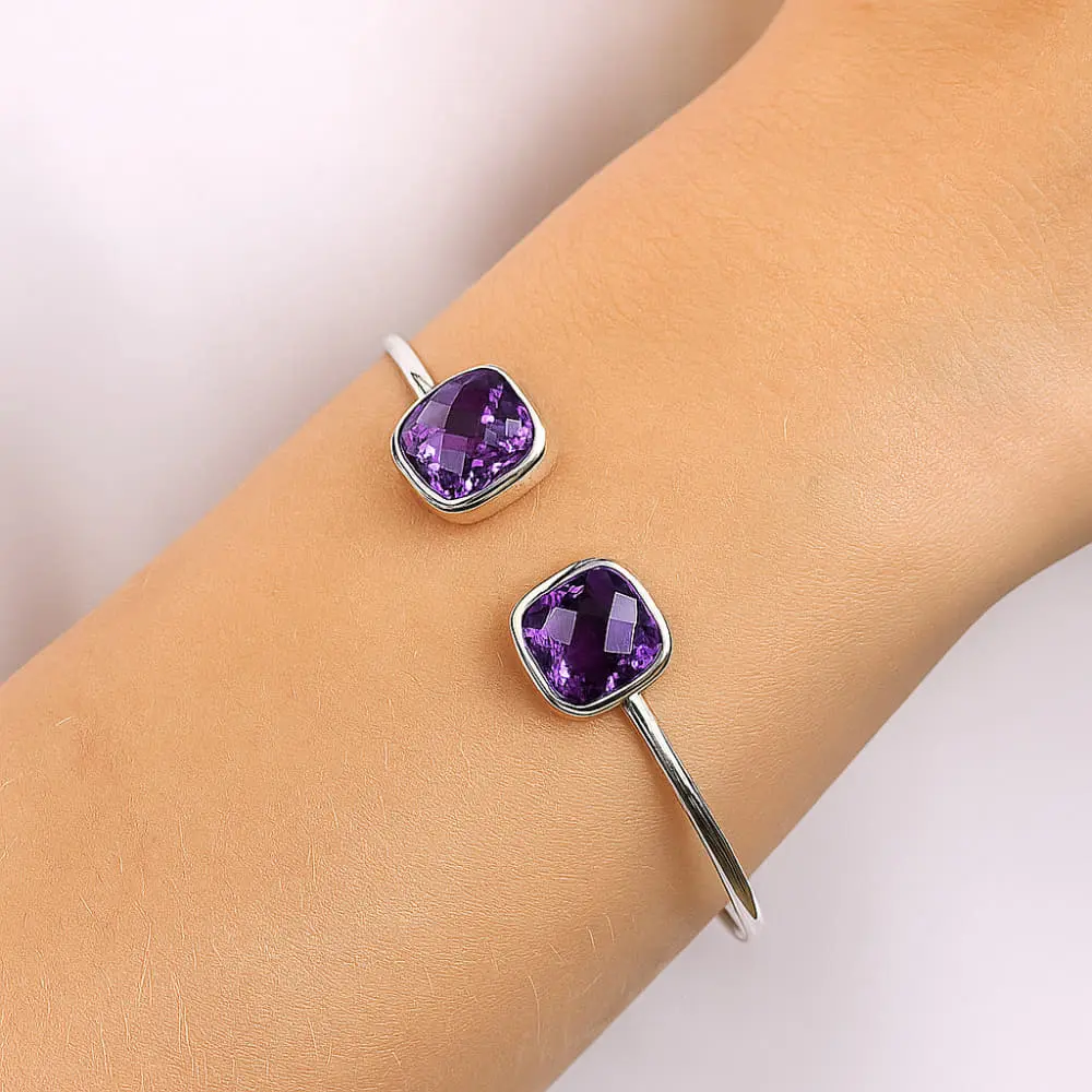 Premium Quality Amethyst Briolette Cuff Bangle Bracelet B-1004 11-EB10022