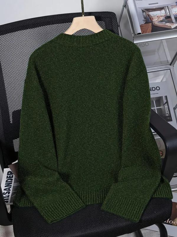 Women's Vintage Knit Sweater, Fall Winter New Round Neck Loose Fit Casual Soft Comfortable Top, Elegant High-End Slimming Design Women's Vintage Knit Sweater, Fall Winter New Round Neck Loose Fit Casual Soft Comfortable Top, Elegant High-End Slimming Design