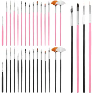 30 PCS Cake Decorating Brushes, Cookie Paint Brushes Food Safe Paint Brushs Kit Cookie Decorating Brush Food Paints Fondant Brush DIY Tool Set Icing Pastry Brushs for Painting Baking, Black and Pink