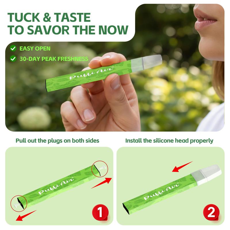 PUFFIAIR Mullein & Peppermint Herbal Air Inhaler for Lung Care & Instant Refreshment, Craving & Stress Relief | Nicotine-Free Smokeless Non-Electric Vaporless Inhalers, Usable Anywhere