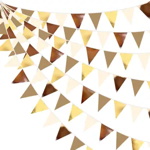 32Ft Martini Party Decorations Metallic  Brown Pennant Banner Fabric Triangle Flag Garland Streamers for A Tini Bit Older Birthday Boho Woodland Teddy Bear Jungle  Shower Bar Decor Supplies