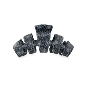 TELETIES - Classic Webbed Small Hair Clip - Claw Clip - Nearly Unbreakable - Strong Grip -Matte Black