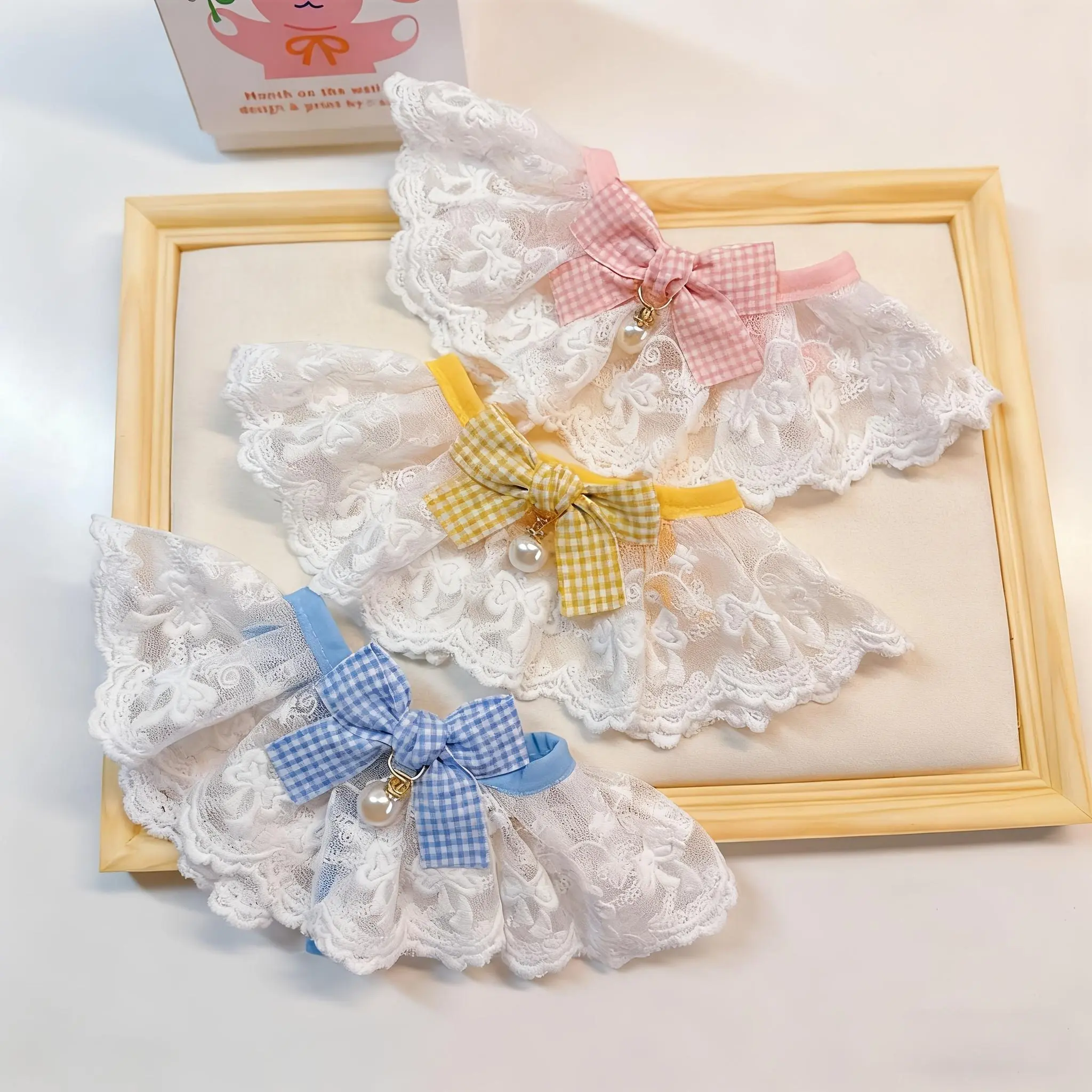 Easter Dream Lightweight Lace Pet Collar - Bow with Pearl Accents, Skin-Friendly, for Cats & Small Rabbits, Ideal for Photos & Outings, Multi-Color Options, Collars
