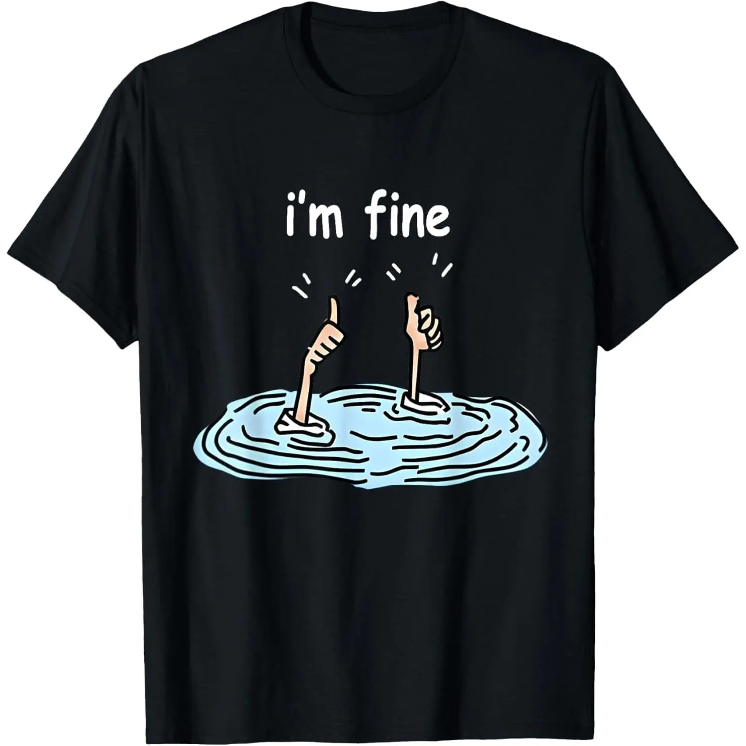 100% Cotton I'm Fine Thumbs Up Two Like Hand Funny Sarcasm Humor Graphic T-Shirt