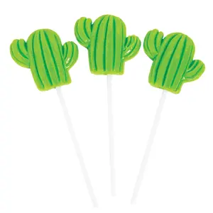 4 oz. Bright Green Cactus Green Apple-Flavored Lollipops - 12 Pc.