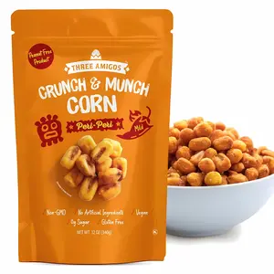 Three Amigos Corn Nuts Suger Free, 100% Vagan, Peanut Free Non-GMO (All Natural Ingredients) Guilt-Free snacking Toasted Corn Kernels in Reseable Bag - Crunchy & Munch Snack (12 OZ) (12 oz, Peri Peri)