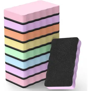 Whiteboard Erasers, 8 Pack Dry Erase Board Erasers with  ,  Whiteboard Cleaning Pad, Chalkboard Wiper for Office and , 6 Pastel Color Set, 4 x 2 x 0.6 Inch