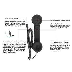 Plug and Play Telephone Handle Mobile Phone Retro Handset Fashion Telephone Handset Type-C Direct Plug Telephone Style Headset