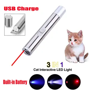Interactive Cat Laser Pointer – 3-in-1 Design with Red Laser, LED & UV Light, USB Rechargeable, Perfect for Playtime, Tiring Out Kittens & Bonding with Your Cat