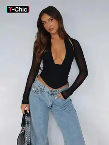 Deep V Backless Two-Piece Set, Elegant Slim-Fit Knitted Top & Bottoms, Moderate Fabric, Fall Winter, Womenswear, Women's Fashion Clothing