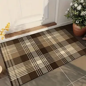 Retro Brown Plaid Non-slip Entry Doormat outdoorfun