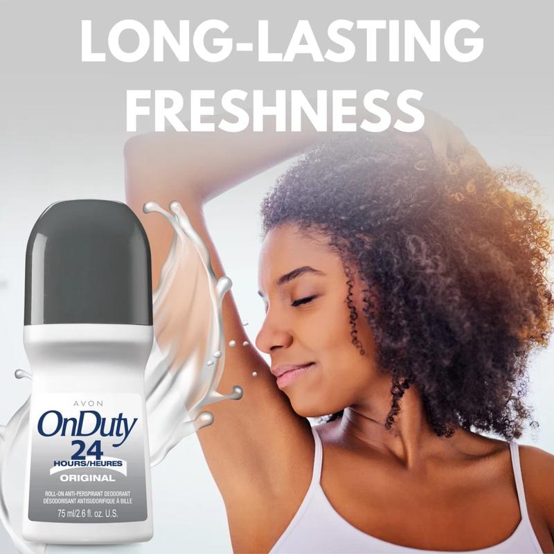 Avon On Duty Original 24H Roll-On Antiperspirant Deodorant 2.6 fl oz - Pack of 6 Long-Lasting Odor Protection