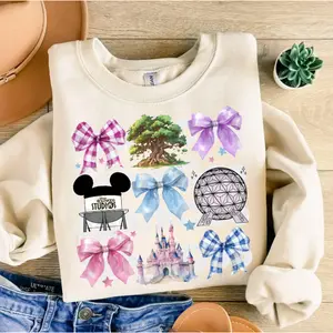 #Coquette Bows Family Trip 2025 Sweatshirt, Magical Kingdom, Animal Kingdom, Pink Bow Design, Family Vacation Sweatshirt, Magical Castle Sweatshirt, Sweatshirt File