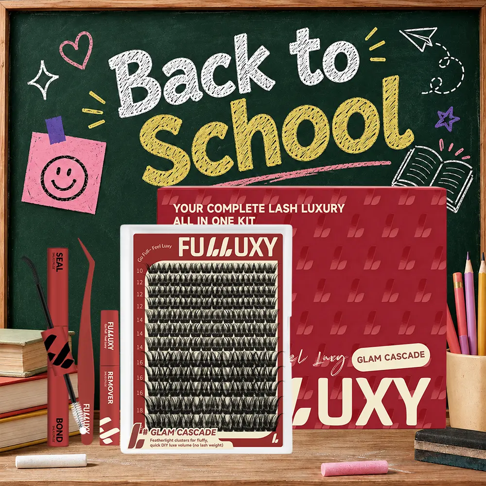 Fulluxy GLAM CASCADE Kit Everyday Luxe Volume, Long-Lasting & Easy DIY | Complete Set with Glue Remover & Tweezer for Beginners | One Layer = Bold, Luxe Volume