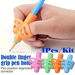 Cute Cartoon Pencil Gripper (4 Counts), Pencil Holder Trainer, Writing Aid for Students, Office School Supplies, Office Stationery & Supplies
