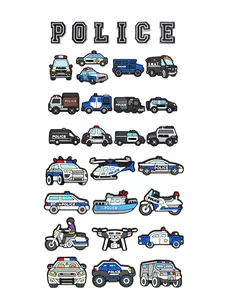 12/19/31 Piece Police Car Toy Set, Designer Style Shoe Accessories, Shoe Decoration, DIY Garden Shoes, Kids Birthday Gift, All Seasons, Shoe Charms