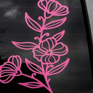 Pink Flower Car Decal – 4x5 inch Floral Vinyl Sticker for Cars & More