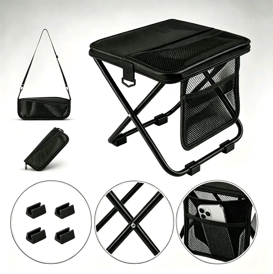 Camping Chairs, folding chair, 1.1 lbs ultra light, Portable outdoor folding chair with pocket, For Queuing, Fishing, Hiking Tours, Outdoor Activities Camping Accessories, Camping supplies
