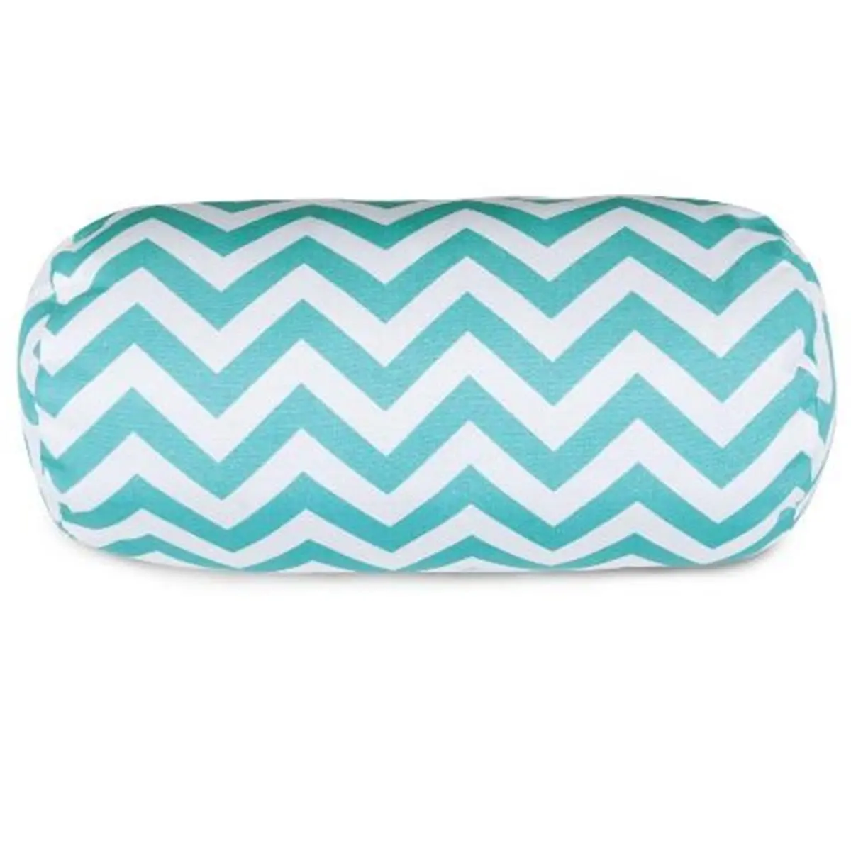 Majestic Home Teal Chevron Print Round Bolster Pillow - 18.5in L x 8in W x 8in H, Plush Fill, Durable, Fade Resistant, UV Protected, Suitable for Living Room Decor, Indoor & Outdoor Use
