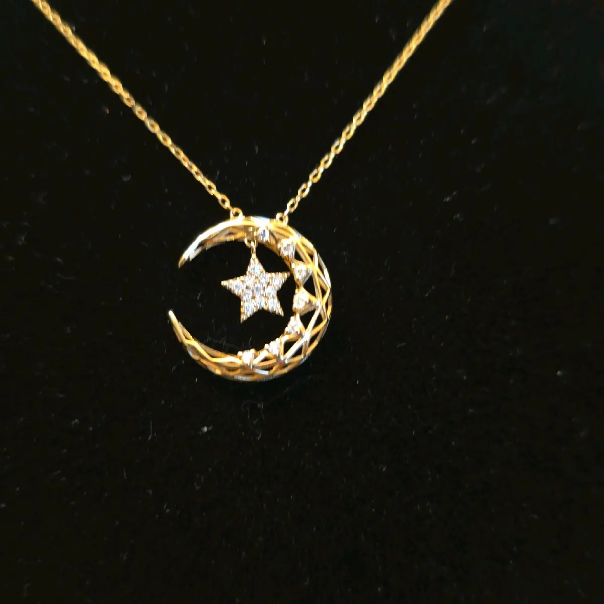 14K Real Gold Necklace with Moissanite Diamonds for Women
