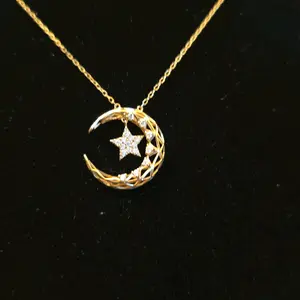 14K Real Gold Necklace with Moissanite Diamonds for Women
