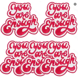 5pcs You are Enough letter patches #Summervibes, fashion outfit designer patch applique for hats clothes bag, iron/sew on