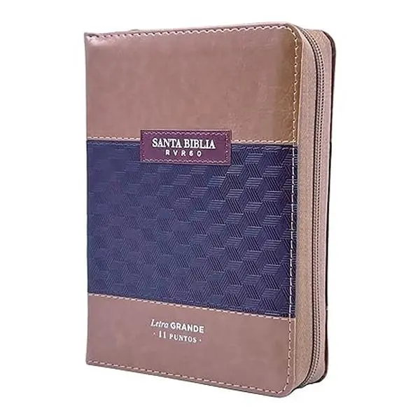 Compact 11-point Bible with Zipper RV1960 imitation duotone brown. This Bible is in Spanish.