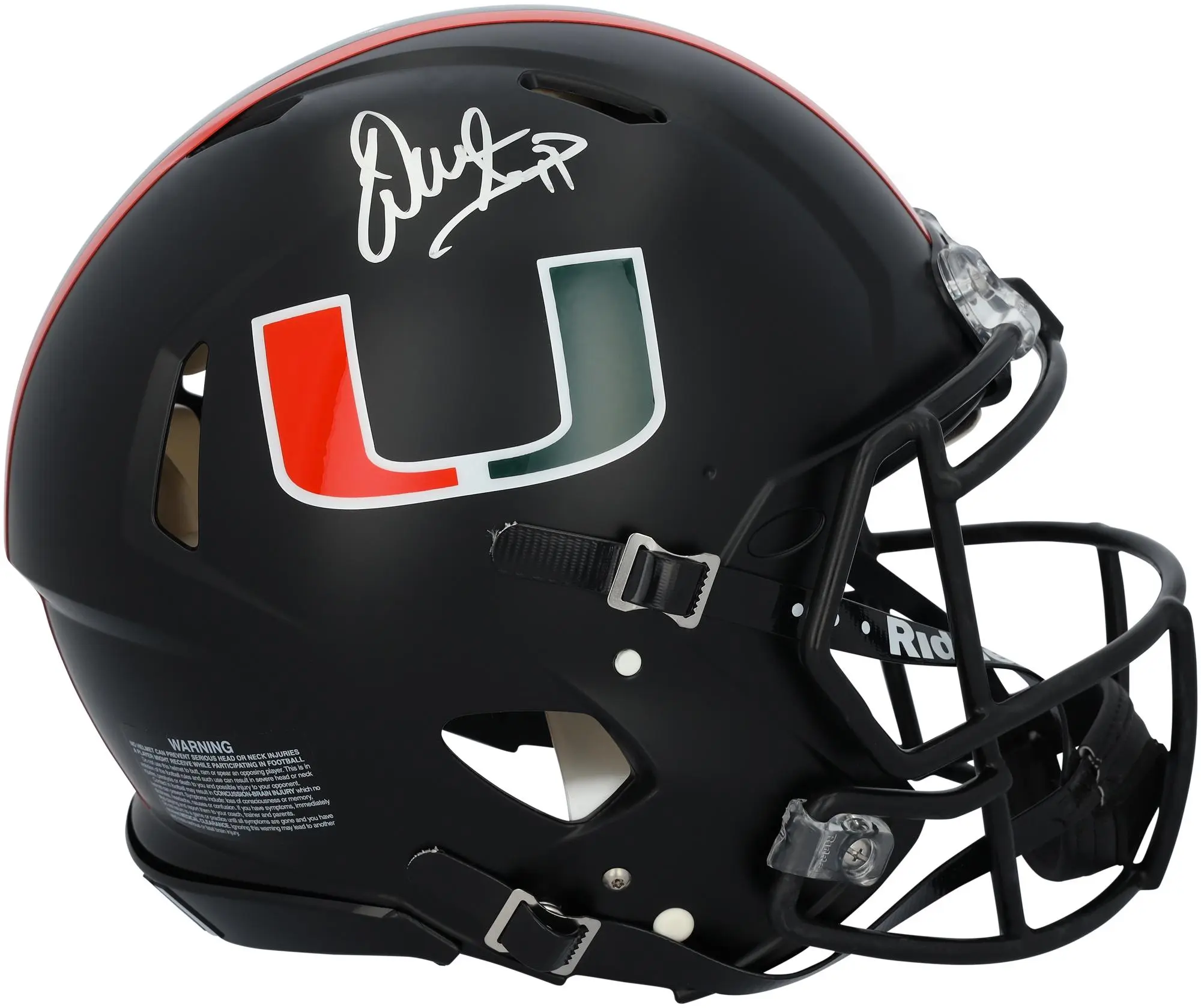 Warren Sapp Miami Hurricanes Autographed Riddell Miami Nights Satin Black Speed Authentic Helmet - Fanatics Authentic Certified