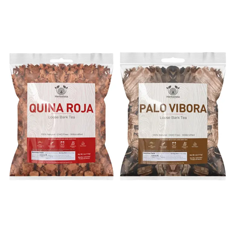 Herbalista - Premium Mexican Wellness Tea 2 Bag Bundle - Palo De Vibora 4 oz (114g) & Quina Roja 4 oz (114g) | Traditional Herbal Teas for Natural Wellness | Gluten-Free, Non-GMO, Wildcrafted