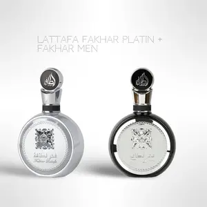 Lattafa Fakhar Platin + Fakhar Men Eau de Parfum Bundle – 2 x 100ml (3.4 fl oz) – Long-Lasting Masculine Fragrance Set