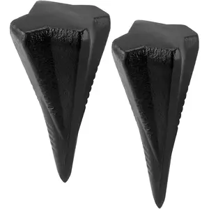 2 PCS 2 Sizes 4-Direction Steel Wood Splitting Wedge, 3.5lb 5lb 4 Way Wood Splitter Wedge for Wood Splitting, Black