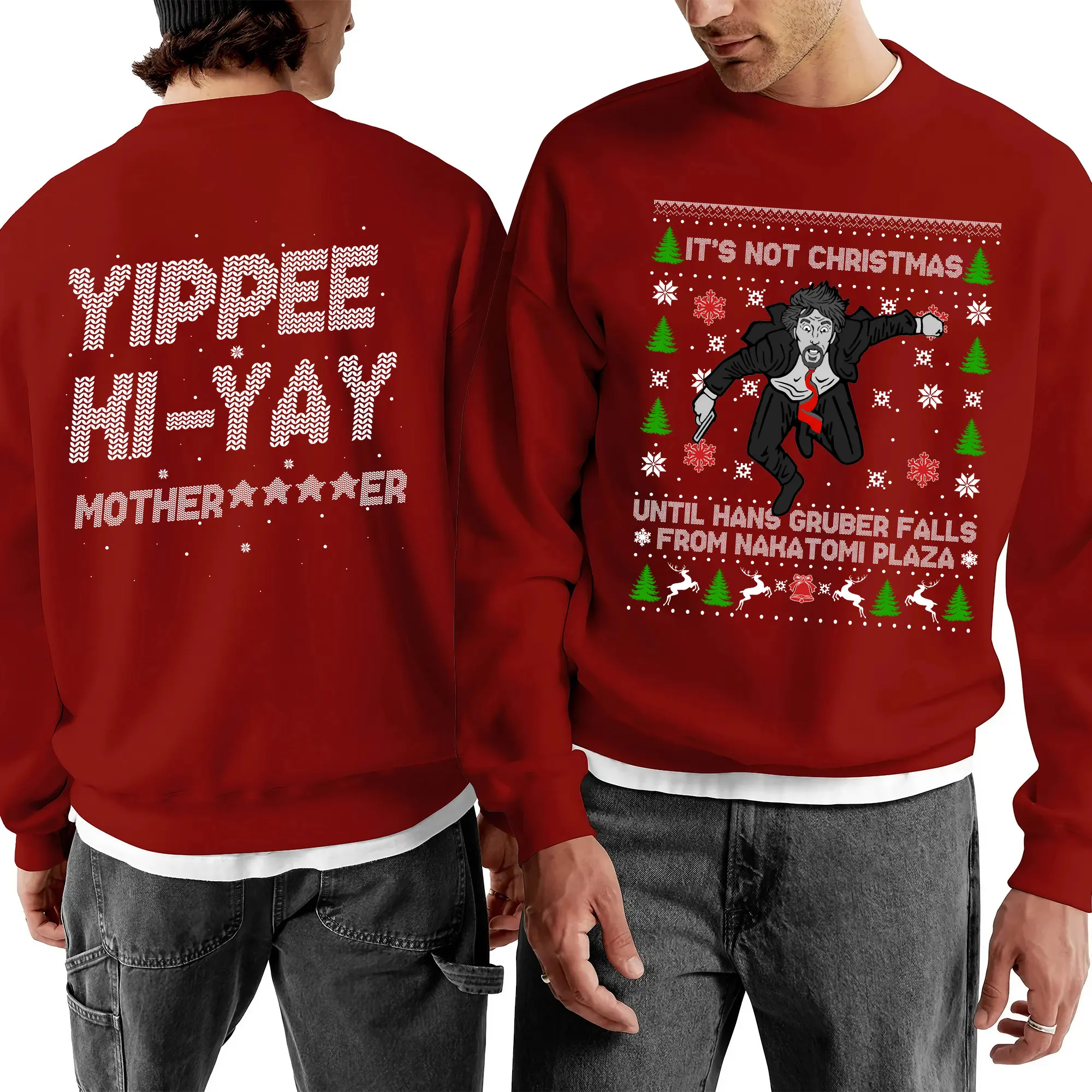 It's Not Xmas Until Hans Gruber Falls From Nakatomi Plaza Sweatshirt, Yippee Ki Yay Sweater,  80s Christmas Movie Ugly Sweater, Hoodie Menswear Tops