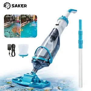 Saker Handheld Pool Vacuum for Above Ground Pool, Cordless Pool Cleaner with Telescopic Pole, 18.5 GPM Powerful Suction, 60-Min Runtime Rechargeable for Inground Pools, Spas, Hot Tubs