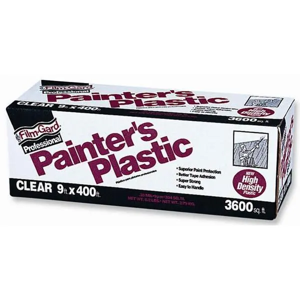 212 MAIN Professional Painter's Plastic Film-Gard 03509H, 9ft x 400ft High-Density Paint Protection, Easy Handling for DIY Projects