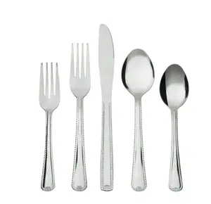 49 Piece Lace Stainless Steel Silver Flatware Value Set with Tray Organizer, Service for 8 3.11 lb