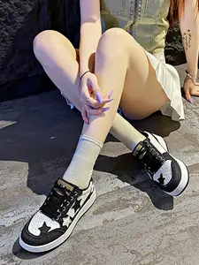 Stars Embroidered Sneakers, Trendy Street Style, Casual, Soft Anti-Slip Breathable, Unisex Couple Shoes, Youth Campus Versatile Skateboard Shoes