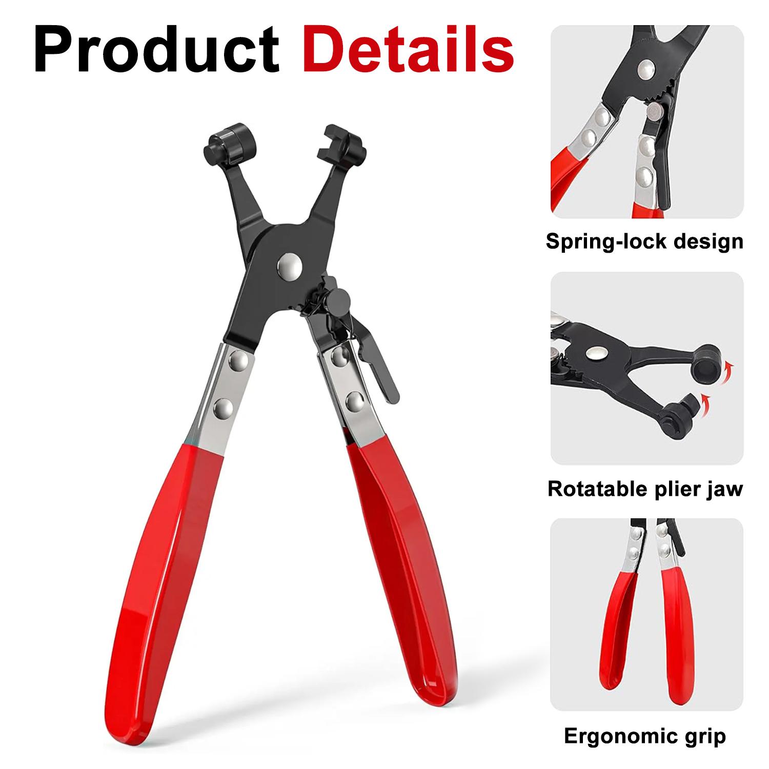 DABATR Hose Clamp Pliers, Automotive Hose Clamps Pliers Repair Tool with Swivel Flat Band for Removal and Installation of Ring or Flat Type Hose Clamps, Spring Clamp Pliers Hose Clamp Removal Tool