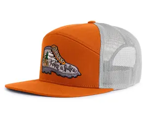 TAKE A HIKE 7-Panel Flat Snapback, Richardson 168 Orange