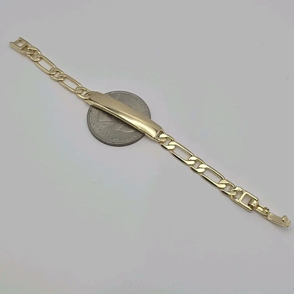 Figaro style gold-plated bracelet for kids 4⅙ inches  6MM  engraving available leave a message no name bracelet goes plain KIDS SIZES