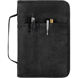 Notebook Cover for 6.7 X 9.8 Inch A5 Journal, with Zipper Pocket Pen Holder, Water Resistant Waterproof Waxed Canvas Cover for Notebooks Sketchbook Planner, Black