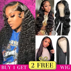 [Combo sale 30"&30"&30"] buy 1 get 3 wig 30 Inch 13x4 Jerry Curly Hair Lace Front Wigs +13x4 30 Inch Body wave Honey blonde Human+ 13x4 30 lnch Straight Honey blonde Hair Pre Plucked HD Transparent Lace Frontal Human Hair Wigs 180% Density for women